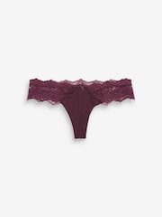 Victoria's Secret Purple Floral Lace Thong Panty - Image 4 of 4