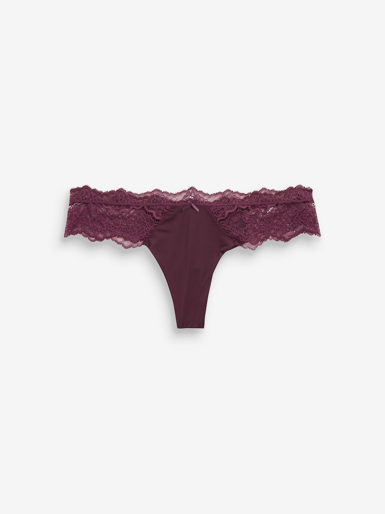 Victoria's Secret Purple Floral Lace Thong Panty - Image 4 of 4