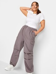 Yours Curve Mushroom Brown Parachute Trouser - Image 2 of 4