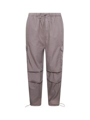 Yours Curve Mushroom Brown Parachute Trouser - Image 3 of 4