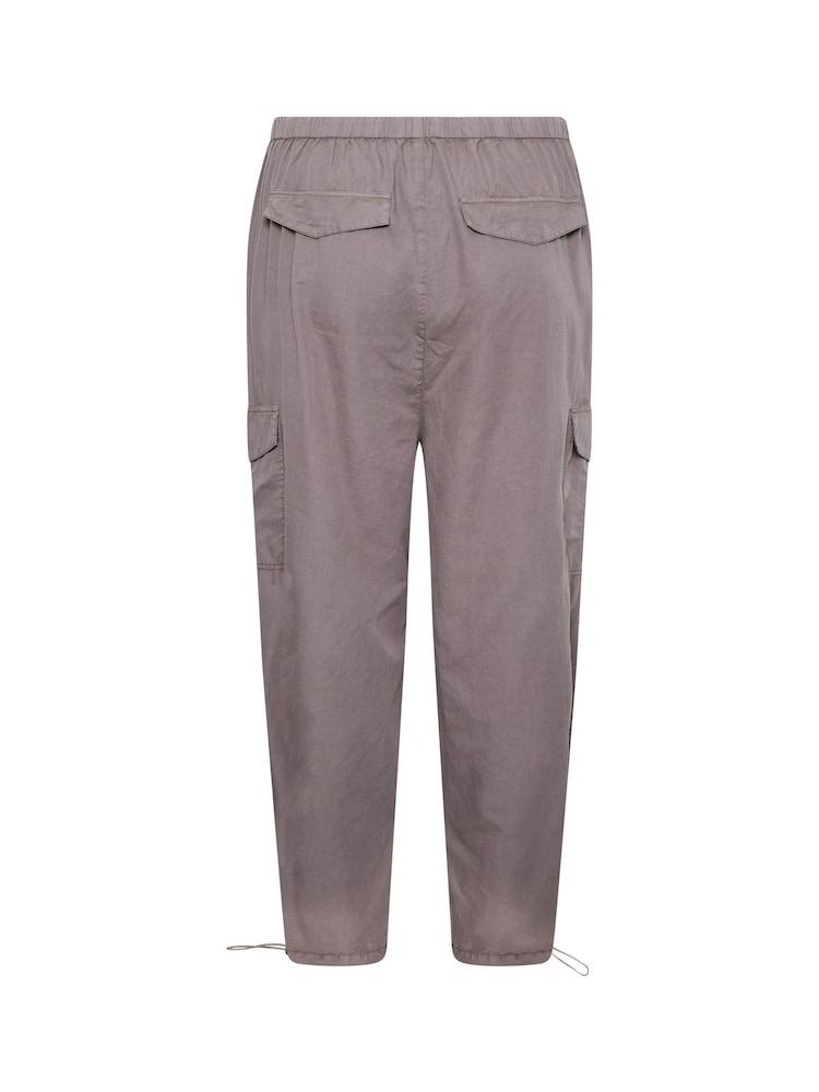 Yours Curve Mushroom Brown Parachute Trouser - Image 4 of 4