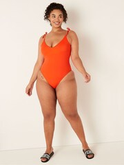 Victoria's Secret PINK Bright Tomato V Neck Open Back Swimsuit - Image 1 of 4