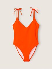 Victoria's Secret PINK Bright Tomato V Neck Open Back Swimsuit - Image 3 of 4