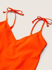 Victoria's Secret PINK Bright Tomato V Neck Open Back Swimsuit - Image 4 of 4