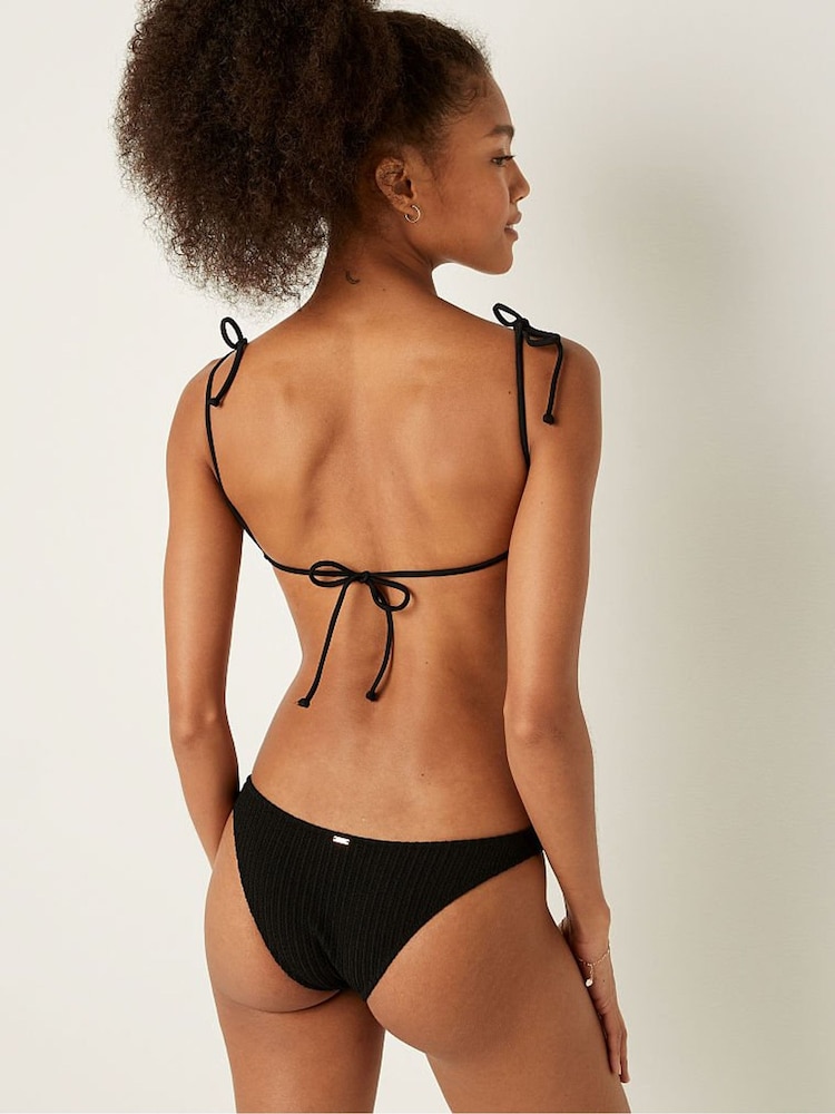 Victoria's Secret PINK Pure Black Brazilian Crinkle Bikini Bottom - Image 2 of 4 Victoria's Secret PINK Pure Black Brazilian Crinkle Bikini Bottom - Image 2 of 4