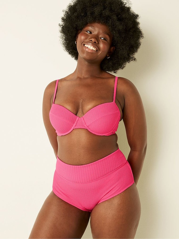 Victoria's Secret PINK Crinkle High Waist Shortie Swim Bottom - Image 1 of 4 Victoria's Secret PINK Crinkle High Waist Shortie Swim Bottom - Image 1 of 4
