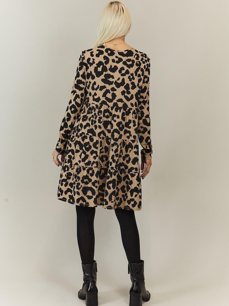 Style Cheat Neutral Tiered Jersey Dress - Image 4 of 4
