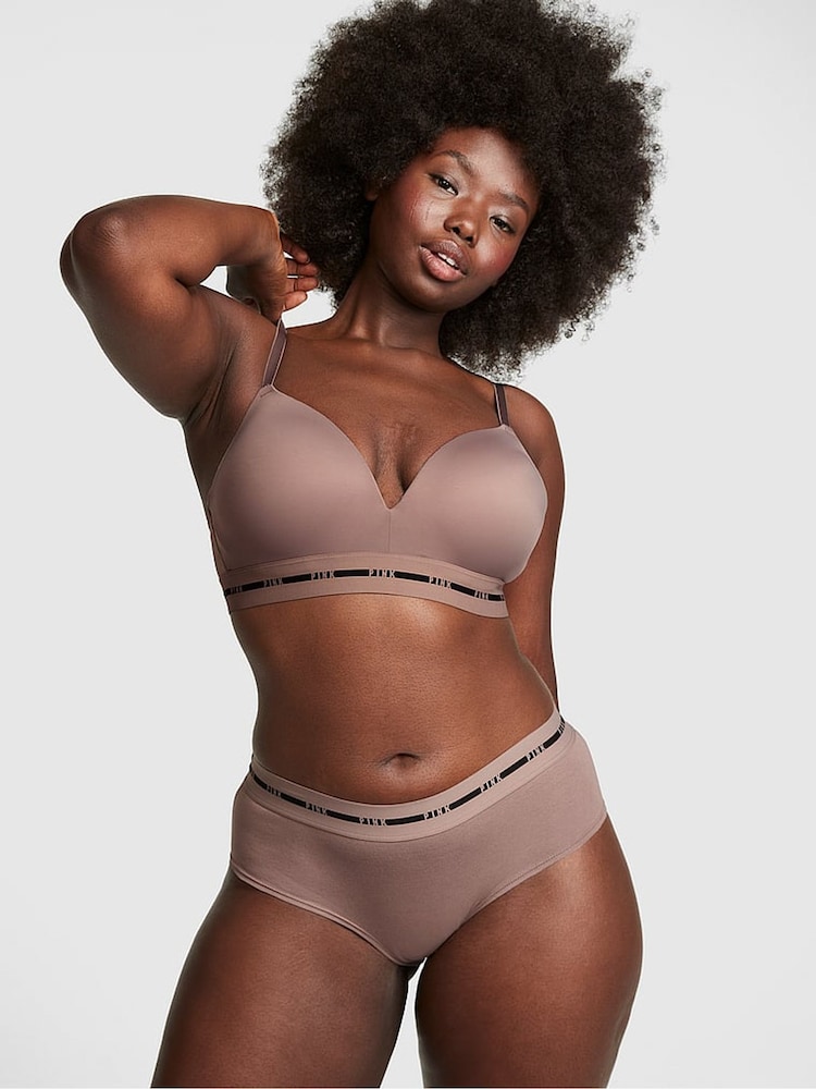 Victoria's Secret PINK Iced Coffee Brown Logo Hipster Knickers - Image 1 of 4