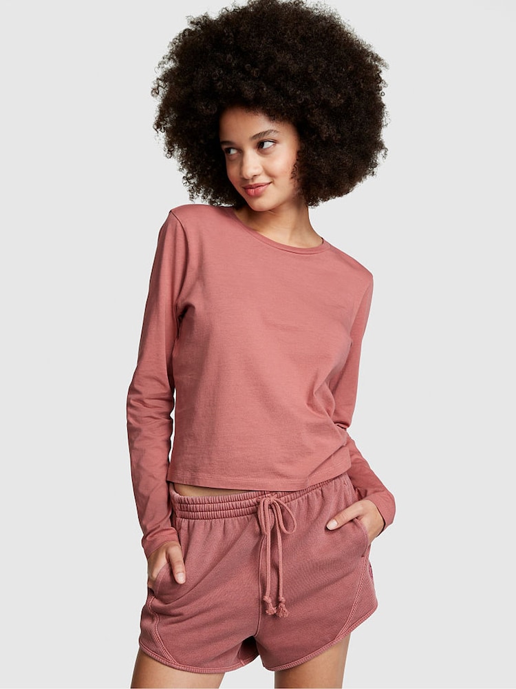 Victoria's Secret PINK Soft Begonia Pink Fleece Elevated Fleece Short - Image 1 of 4