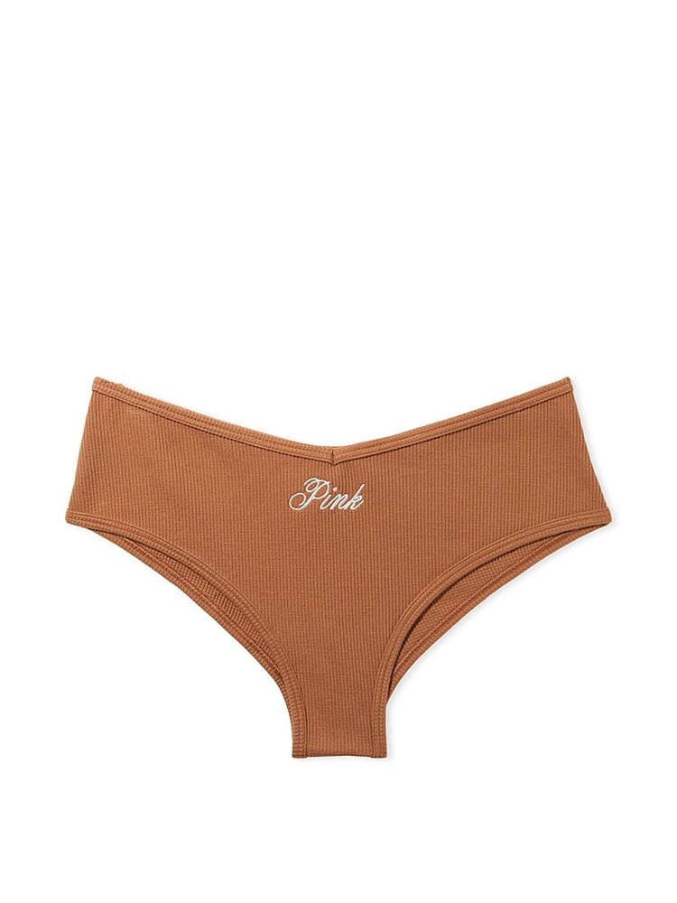 Victoria's Secret PINK Caramel Nude Script Waffle Cotton Cheekster Knickers - Image 1 of 1