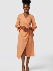 Closet Orange London Pleated Wrap Dress - Image 1 of 6