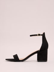 Friends Like These Black Standard Fit Low Block Heel Faux Suede Sandals - Image 5 of 5