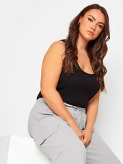 Yours Curve Grey Wide Leg Crepe Cargo Trouser - Image 3 of 4