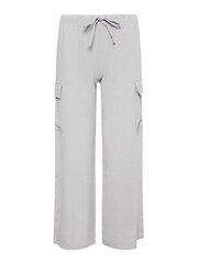 Yours Curve Grey Wide Leg Crepe Cargo Trouser - Image 4 of 4