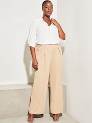 Lipsy White Curve Curve V Neck 3/4 Sleeve Collared Blouse - Image 3 of 4