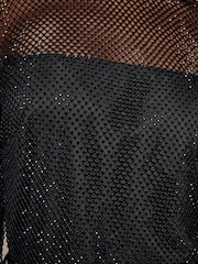 Lipsy Black Premium Feather Cuff Hotfix Diamante Wide Leg Jumpsuit - Image 4 of 4