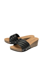Dunlop Black Ladies Open Toe Espadrille Wedge - Image 2 of 4