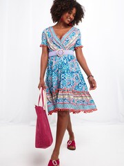 Joe Browns Blue Perfect Pom Pom Dress - Image 1 of 5