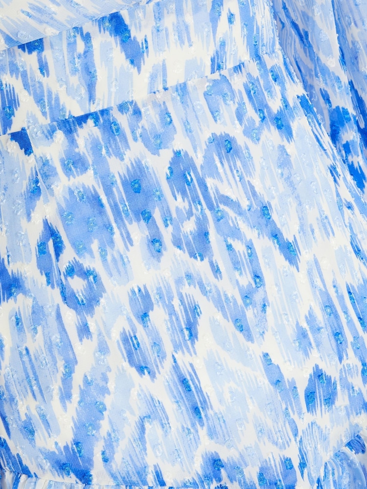Quiz Blue Smudge Print Skater Dress - Image 5 of 5