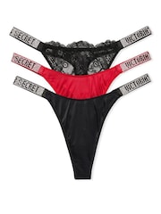 Victoria's Secret Red Christmas Print Multipack Christmas Shine Strap Thong Panty - Image 1 of 3