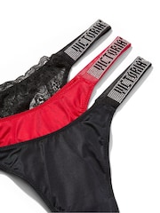 Victoria's Secret Red Christmas Print Multipack Christmas Shine Strap Thong Panty - Image 3 of 3