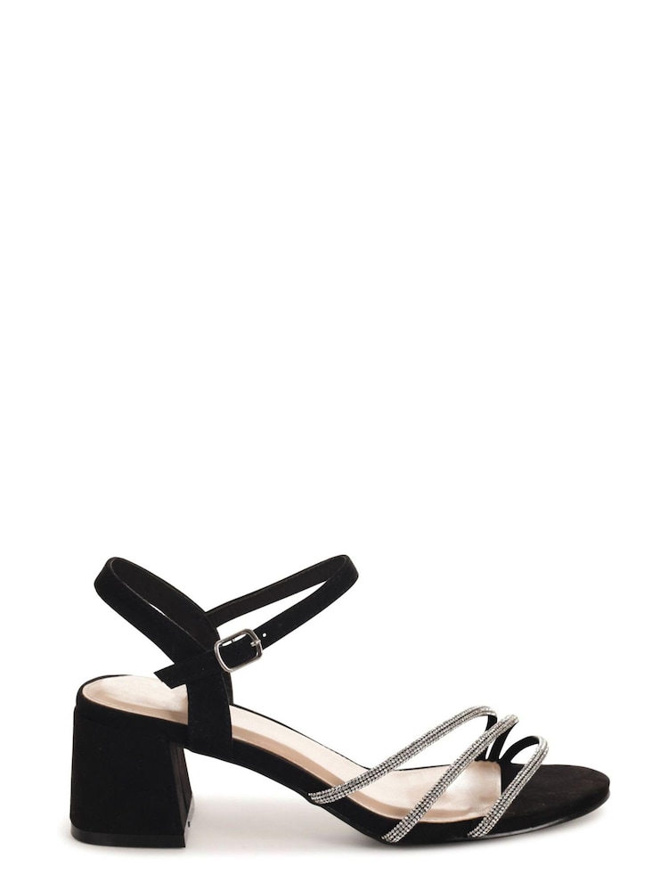 Schwarz - Linzi Carnation Sandalen mit niedrigem Blockabsatz und Riemchen mit Strasssteinen - Bild 2 von 4 Schwarz - Linzi Carnation Sandalen mit niedrigem Blockabsatz und Riemchen mit Strasssteinen - Bild 2 von 4