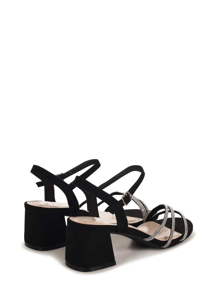 Schwarz - Linzi Carnation Sandalen mit niedrigem Blockabsatz und Riemchen mit Strasssteinen - Bild 4 von 4 Schwarz - Linzi Carnation Sandalen mit niedrigem Blockabsatz und Riemchen mit Strasssteinen - Bild 4 von 4