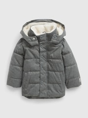 Gap Grey Water Resistant Sherpa Lined Recycled Puffer Jacket - Image 1 of 3