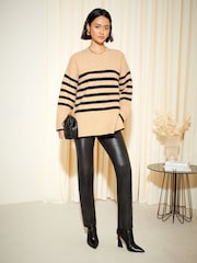 Camel - Friends Like These Gestreifter Pullover mit gespaltenem Saum - Bild 3 von 4