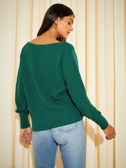 Friends Like These Green Knit Off The Shoulder Jumper - Image 4 of 4