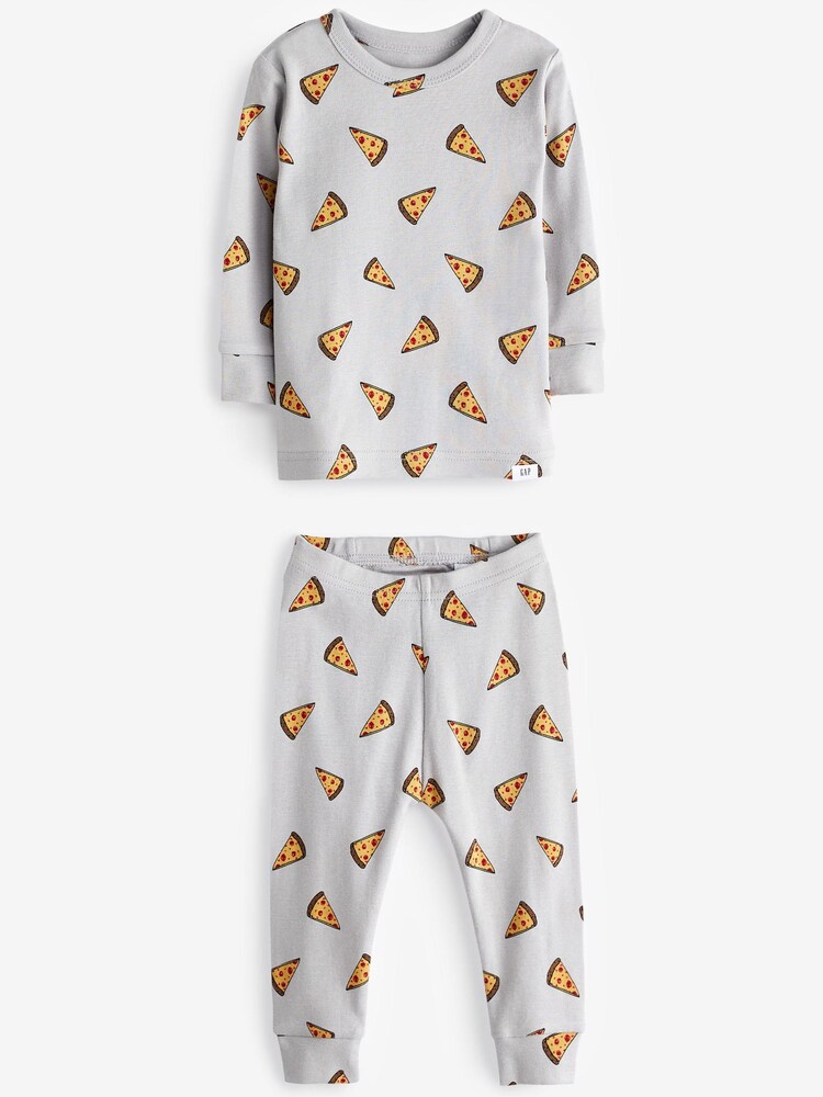 Gap Grey Pizza Print Long Sleeve Pyjama Set - Image 1 of 1