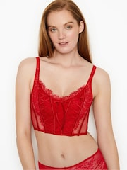 Victoria's Secret Lipstick Red Lace Unlined Corset Bra Top - Image 1 of 4