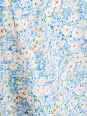 Quiz Blue Ditsy Floral Tie Front Skater Dress - Image 4 of 5