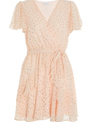 Quiz Blush Pink Foil Chiffon Skater Dress - Image 5 of 6