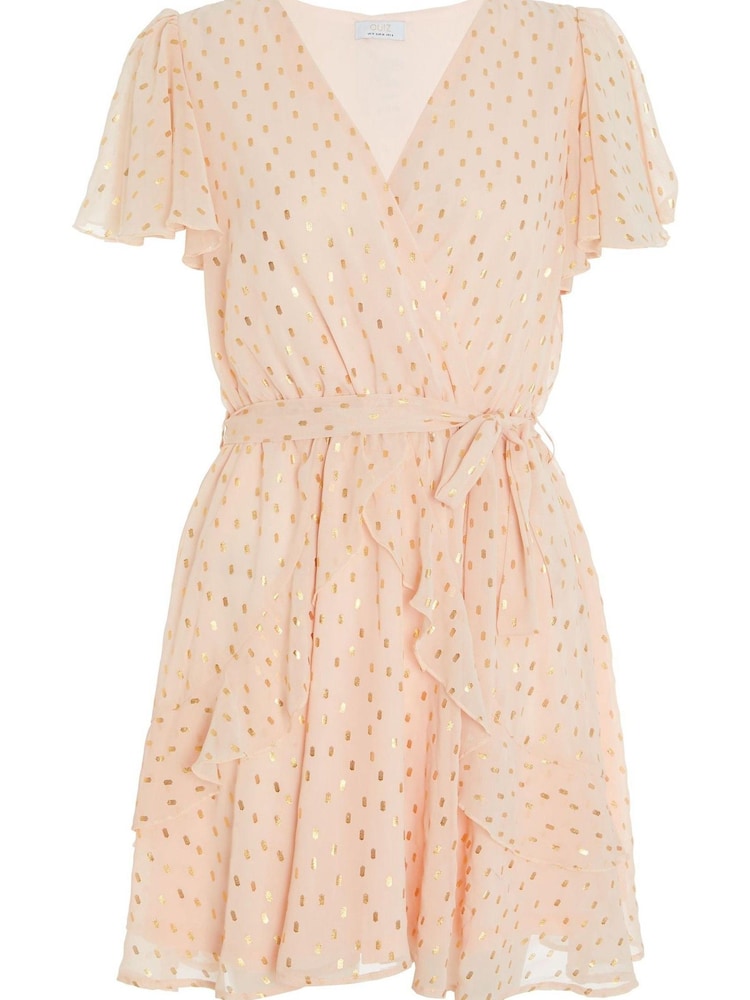 Quiz Blush Pink Foil Chiffon Skater Dress - Image 5 of 6