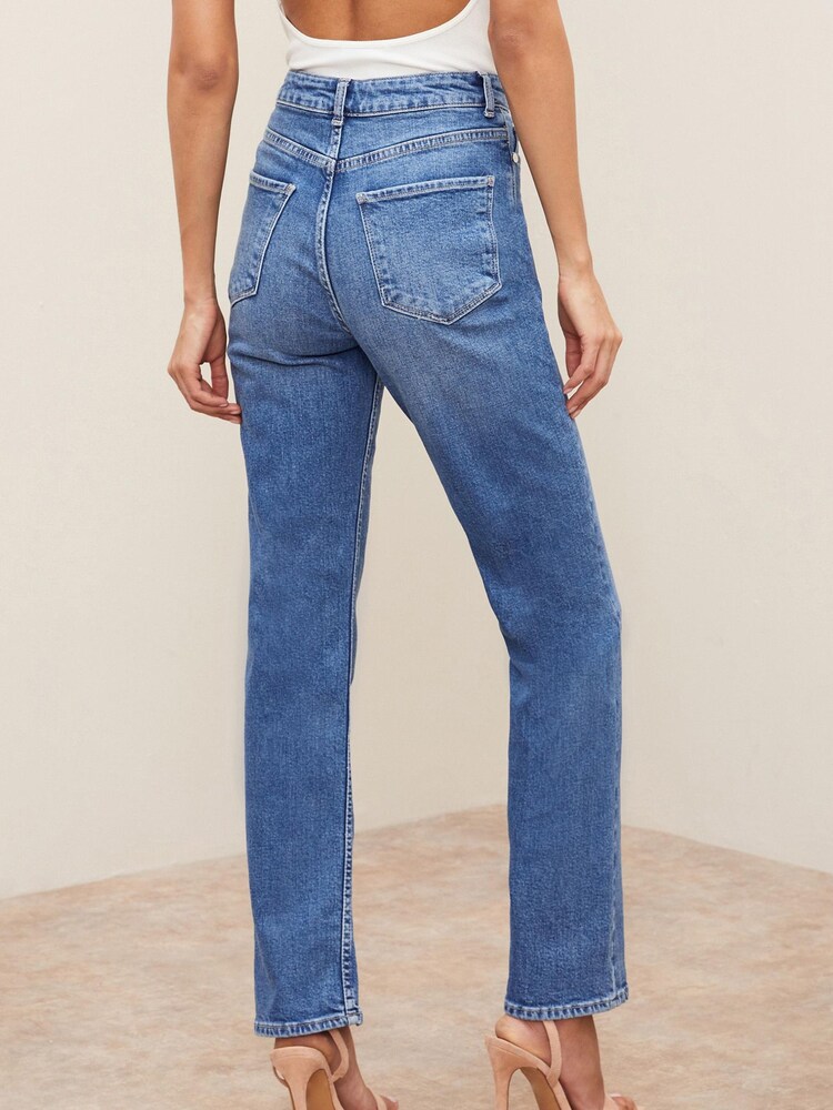 Lipsy Blue High Waist Straight Leg Harper Jeans - Image 2 of 4