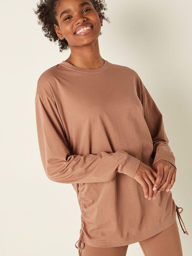 Victoria's Secret PINK Campus Long Sleeve Ruched Tee - Image 1 of 1