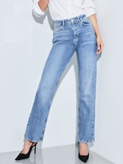 Lipsy Mid Blue High Waist Straight Leg Jeans - Image 1 of 3