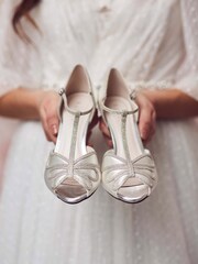 Rainbow Club Ivory Wedding Harlow Shimmer Satin T-Bar Bridal Court Shoes - Image 4 of 4