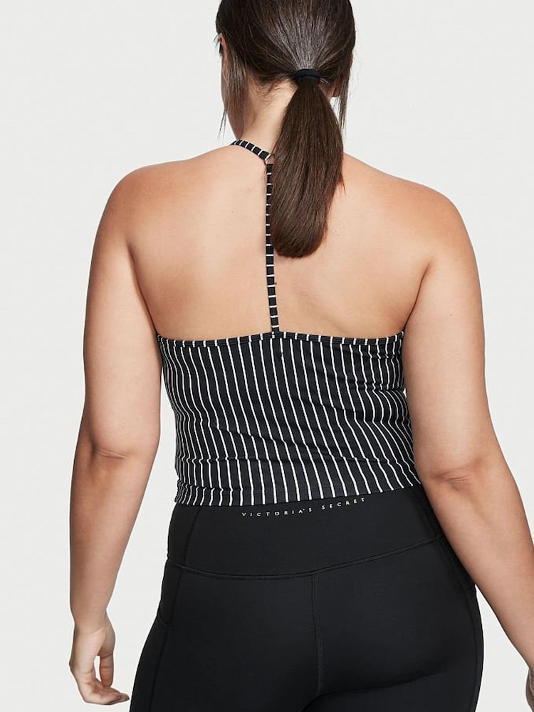 Victoria's Secret Black and White Stripe Seamless Racerback Tank Top - Image 2 of 3