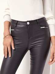 Lipsy Authentic Coated Black Petite Mid Rise Skinny Jeans - Image 4 of 4