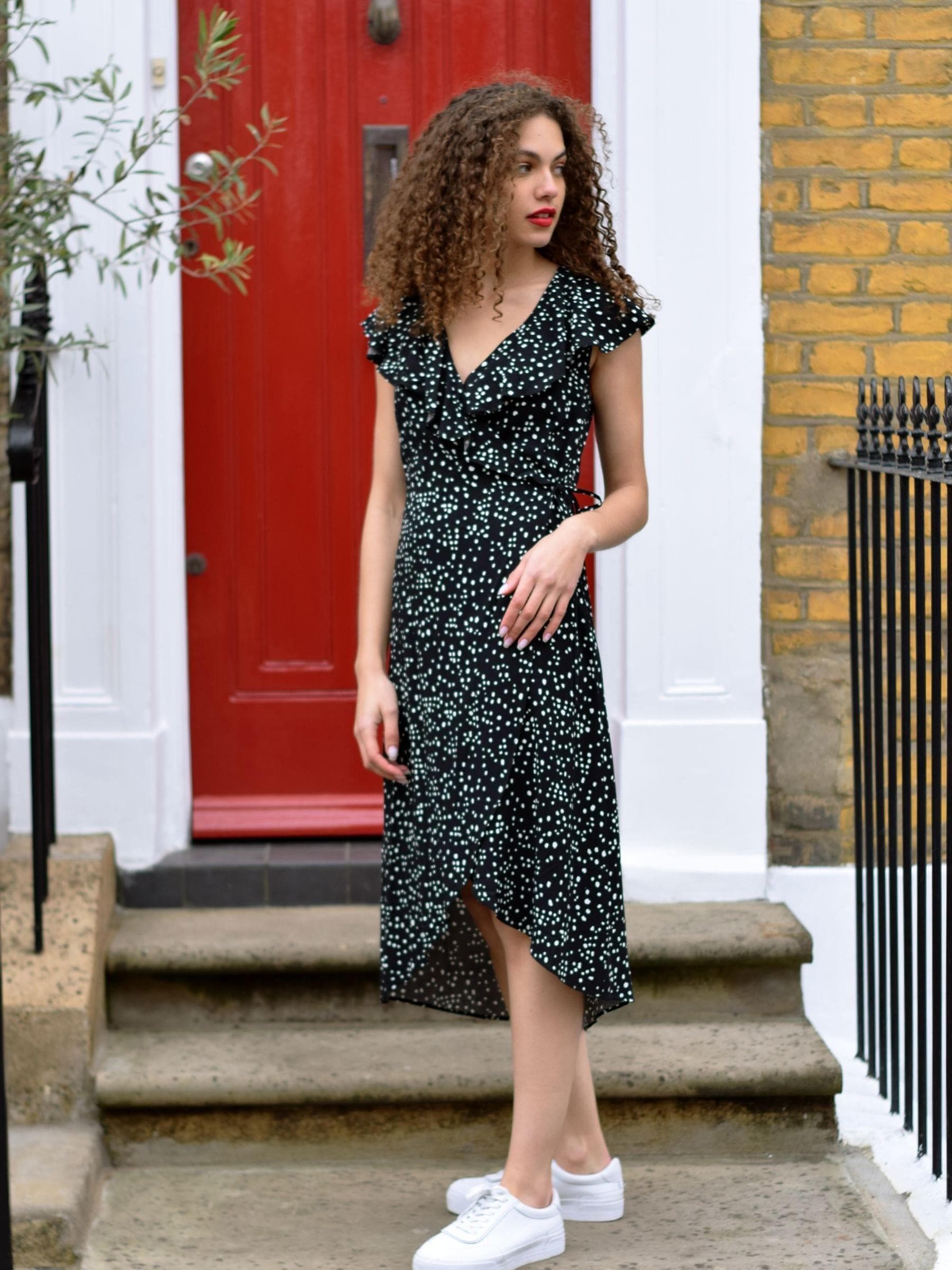 Ruffle wrap midi dress new arrivals