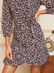 Платье мини с рукавами 3/4 и перекрученной отделкой спереди Love & Roses - Image 2 of 4
