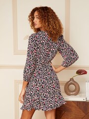 Платье мини с рукавами 3/4 и перекрученной отделкой спереди Love & Roses - Image 3 of 4
