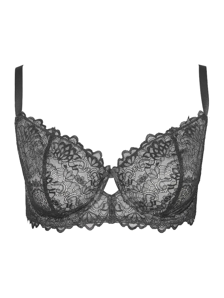 Yours Curve Black Pretty Lace Underwired Balcony Bra - Image 3 of 3