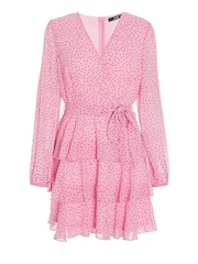 Quiz Pink Polka Dot Wrap Skater Dress - Image 4 of 5