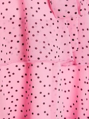 Quiz Pink Polka Dot Wrap Skater Dress - Image 5 of 5