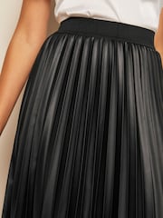 Friends Like These Black Faux Leather Pleated Summer Midi Skirt - Image 4 of 4