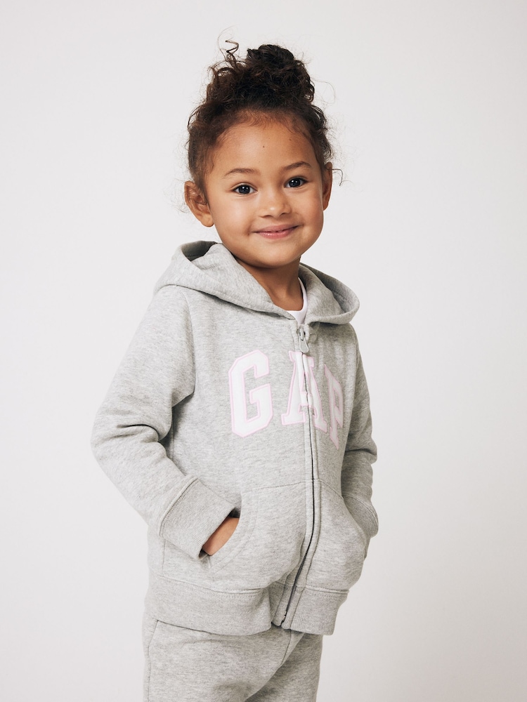 Gap Light Grey Logo Zip Up Hoodie (Newborn-5yrs) - Image 1 of 7