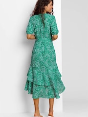 Roman Green Ditsy Floral Frill Hem Midi Dress - Image 2 of 5